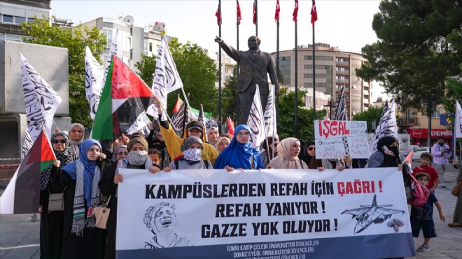 İzmir'de üniversite öğrencileri İsrail'i protesto etti