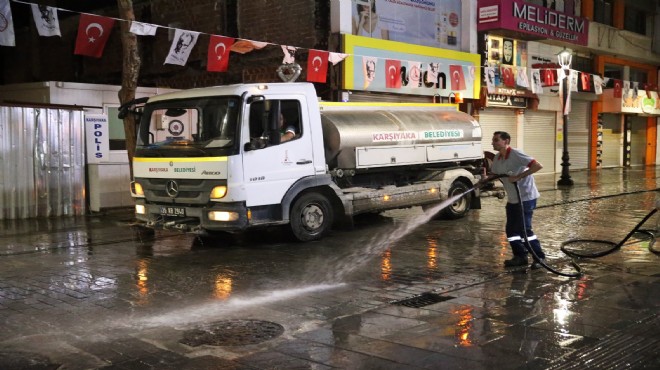 Karşıyaka Çarşısı’nda dip bucak gece temizliği